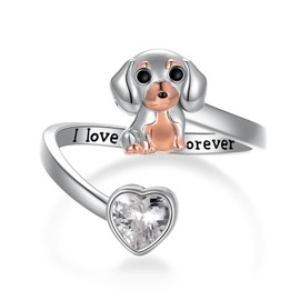 Peireara Dachshund Ring 925 Sterling Silver Dachshund Open Rings Cute Animal Dachshund Jewelry Wiener Dog Ring Dachshund Gifts for Women