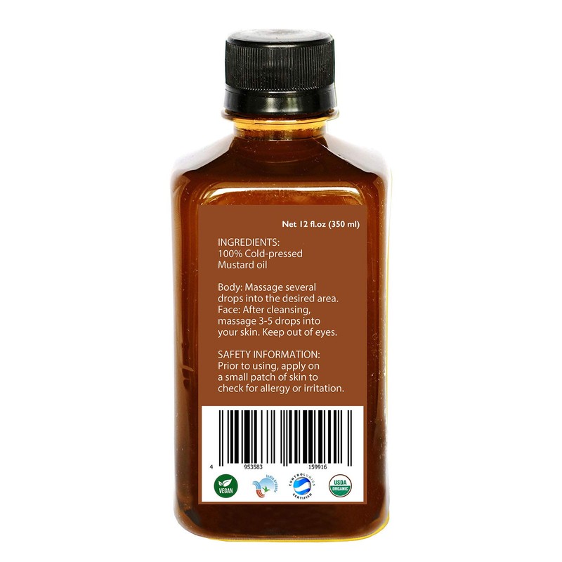 Daana Organic Mustard/Rapeseed Oil for Skin: Extra Virgin, Cold Pressed