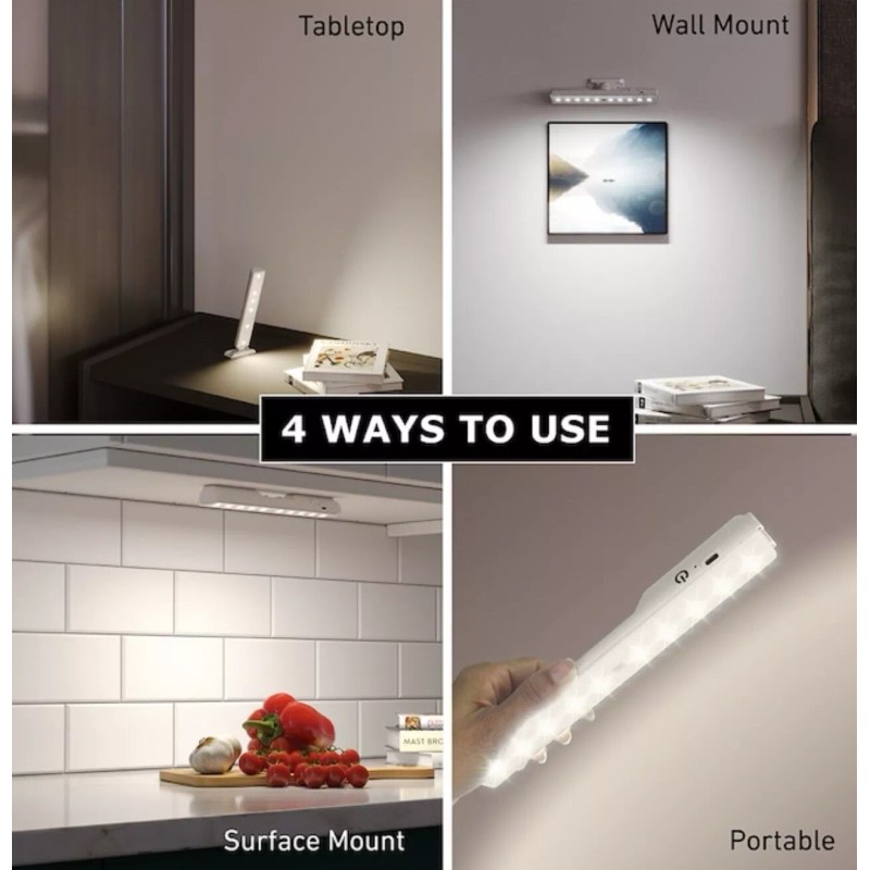 Good Earth, 9" Rechargeable USB Plug-In LED Under-Cabinet Light Bar