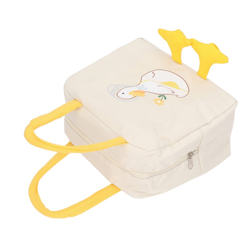 Lunch Bag Cartoon Duck Pattern Waterproof Zipper Closure Sturdy Handle
