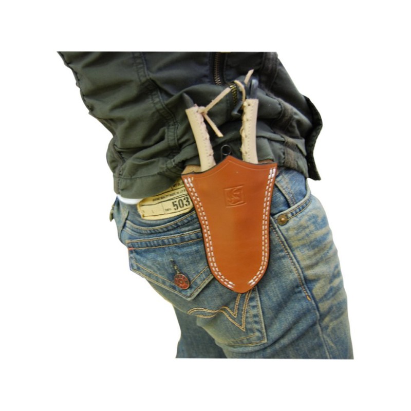 Mikikajiya Mura TS056 Genuine Leather Case for Pruning Shears, Brown