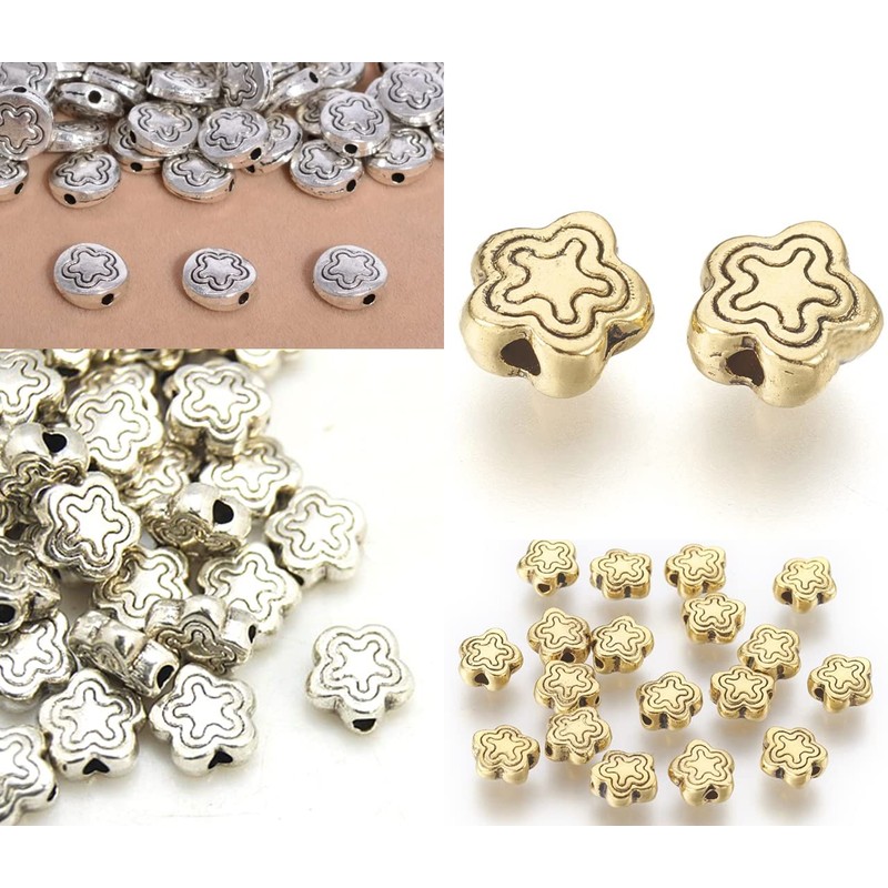 40 Spiral Spacer Beads 7 mm Flower Metal Beads Intermediate