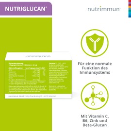 nutrimmun Nutriglucan® Tablets (Pack of 90) - For the Immune System - Dietary Supplement with Micronutrients Zinc, Vitamin C and Vitamin B6 as well as Beta-Glucan