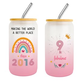 Zyphoria 9 Year Old Girl Gift,9th Birthday Gifts for Girls 2025,Happy 9th Birthday Cups with Lids and Straws Gift Ideas,Fashion Gifts for Her,Thoughtful Presents for 9 Year Old Daughter,Niece,Sister