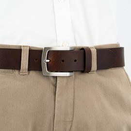 LINDENMANN Men's Leather Belt, 40 mm Wide, Full Cowhide Leather, Black, Size/Size: 110, Colour/Colour: Brown