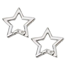 2 Pcs Silver Star Shaped Stainless Steel Keychain Clip Carabiner Snap Hook Holder Star Carabiner Hook Clip Key Holder Carabiner Clip for Keys and Wallet with Key Chain Rings Accessories (L)