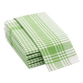 ZOLLNER Set of 5 Tea Towels, 50 x 70 cm, 100% Cotton, 180 g/m², Green Chequered