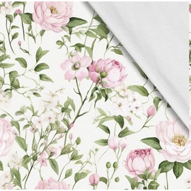 HEKO PANELS Softshell Fabric Sold by the Metre Outdoor Fabric Waterproof with Fleece Fabric for Sewing Sewing Fabrics Windproof for Jacket Hiking Sports Jumpsuit Flowers 2 Metres 145 x 200 cm