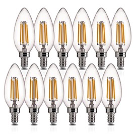 FLSNT 40W Equivalent LED Candelabra Bulbs, Dimmable LED Chandelier Bulbs, E12 Base, 450LM, 82 High CRI, 12 Pack, 2700K Soft White