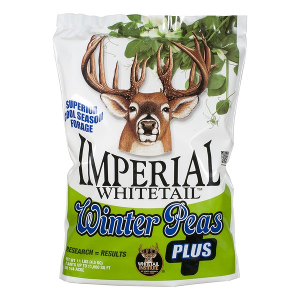 Whitetail Institute Winter Peas Plus Deer Food Plot Seed, Superior Cool Season Forage Designed to Maximize Deer Attraction into The Late Season, Very Cold Tolerant, 11 lbs (.25 Acre)
