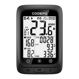 COOSPO BC107 Bicycle Computer GPS Wireless Bicycle Speedometer Odometer Bluetooth 5.0 ANT+ Road Bike Bicycle Bike Computer 2.4 Inch LCD with Backlight Compatible with Strava