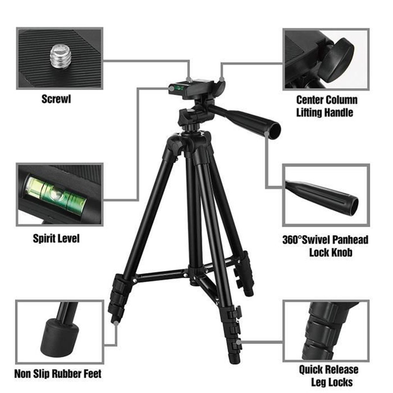 Phone Tripod Adjustable Aluminum Lightweight Smartphone Tripod Camera Tripod