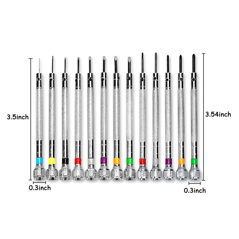 13 Pcs Micro Precision Watch Screwdriver, BetterJonny 0.6-2.0 mm,1.2-2.0mm Precision