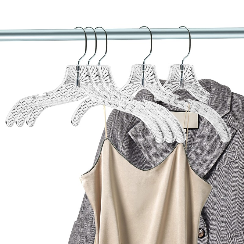 Quality Clear Plastic Hangers 24 Pack - Crystal Cut for