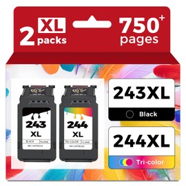 Ubinki 243XL 244XL Compatible Ink Cartridge Replacement for Canon 243 244 XL PG-243 CL-244 Ink to MG2522 MG2922 TR4520 TR4522 TS3322 TS3122 TS202 MX490 MX492 Printers (Black Color，2-Pack)