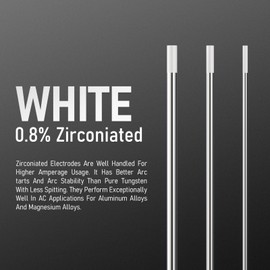 YESWELDER TIG Welding Tungsten Electrode 0.8% Zirconiated 1/8" x 7" (White, WZ8/EWZr-0.8) 10-pk