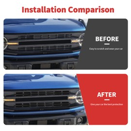 SQQP Front Grill Insert Mesh Grille Inserts Cover Kit 6Pcs Compatible with Ford Bronco 2021 2022 2023 2024 2/4 Door Exterior Accessories (Carbon Fiber)