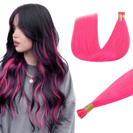 Doores I Tip Hair Extensions, Hot Pink 20 Inch 25g/25s, Real Hair Extensions, I Tip Hair Extensions Human Hair