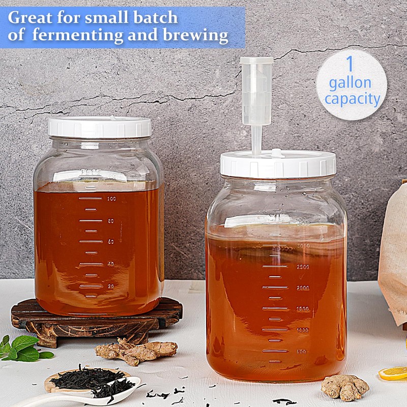 2 Pack 1 Gallon Large Fermentation Jars w 2 SCREW