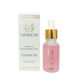 MONCHI Nail & Cuticle Revitalising Oil 15ml Organic Jojoba Vitamin E, Vitamin B (Rose)
