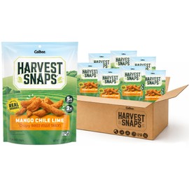Harvest Snaps Veggie Chips (Mango Chile Lime Snack Crisps) | Powered by Plant Protein, Gluten Free, Non-GMO Baked Vegetable Crisps | Made in USA (8 Snack Packs)