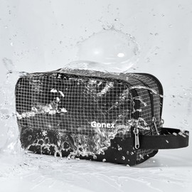 Gonex Travel Toiletry Bag Nylon, Dopp Kit Shaving Bag Toiletry Organizer Checkered Pattern (Black)