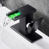 Y-Garhe Black Waterfall Bathroom Faucet, LED Faucet Waterfall, Single Hole