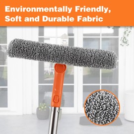 Professional 2 in 1 Window Squeegee with 68" Long Stainless Steel Handle,Microfiber Cloth and Rubber Car Window Squeegee for Gas Station, Glass,Shower,Outdoor High Window Cleaning