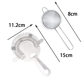 2 Piece Suit Fine Mesh Strainer Stainless Steel Cocktail Strainer Sliver Stainless Steel Bartender Colander Filter for Home Kitchen Bar Accessories
