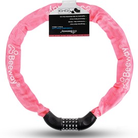 BEEWAY Bike Chain Lock, Heavy Duty 5-Digit Resettable Combination Lock Ideal for Bicycle, Motorbike, Scooter, Fence, Gate - 90cm, 9 Colors