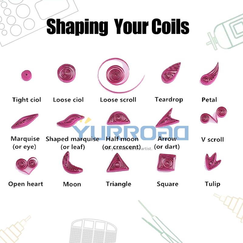 Yurroad Quilling Tool Box Quil Board with Pins, Grid Guide