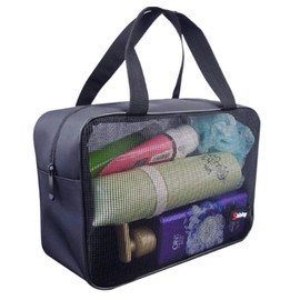 DIZLAS Spa Bag, Mesh Bag, For Bath, Sauna, Gym, Pool, Beach, Public Bath, Large Capacity, Foldable, Freestanding, Boston Type, Black