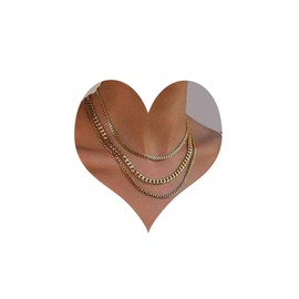 Atentuyi Layered Choker Necklace Curb Chain for Men Gold Flat Cuban Necklace Chunky Necklace Cuban Link Chain Punk Necklace Jewelry for Women and Girls