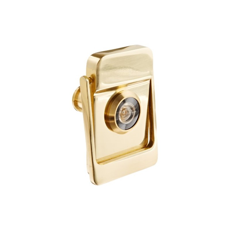Rockwood 614V.3 Brass Door Knocker with Door Viewer, 2-1/8" Width