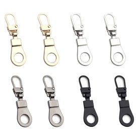 8PCS Zipper Pull Replacement Detachable Tiny Zipper Replacement for Small Holes, Slider, Repair Jacket, Bag Boots, Wallet, Coat, Pants (4 Colors)