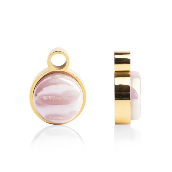 Gold pendant for earrings in pink, hoop charm for changing,