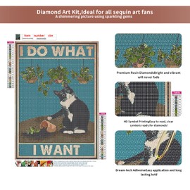 FORLAND Cat Diamond Painting Kits for Adults Beginners - 5D DIY Full Drill Diamond Kits Painting Crafts for Home Wall Decor, Diamond Art Kits,12x16inch (cat 3)