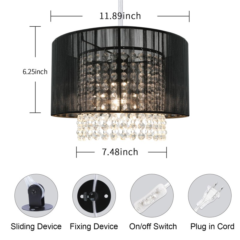 TISLYCO Plug in Chandelier, Plug in Chandelier Lighting with Long