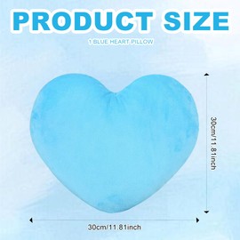 Fadcaer Pink Heart Decorative Pillow, Soft Heart Plush Cushion, Cute Heart Shaped Cushion for Sofa Bed Dining Gifts for Girls Valentine's Day Gift (Blue)