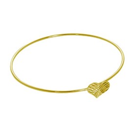 jewellerybox Gold Plated Sterling Silver Diamond Cut Heart Open Bangle