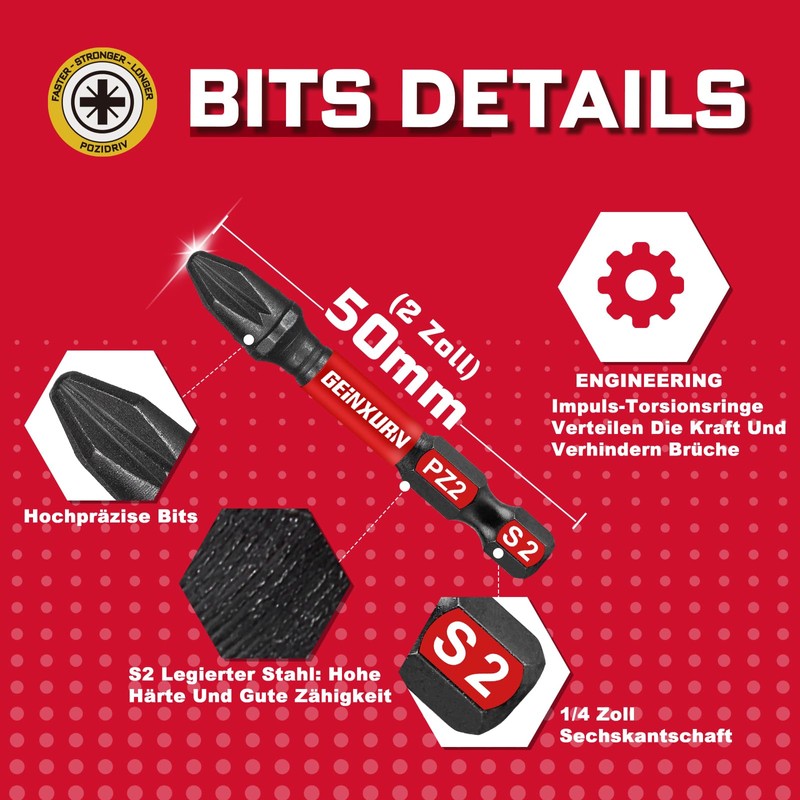 Geinxurn 41-Piece Impact Resistant Screwdriver Bit Set (PH, TX, PZ,