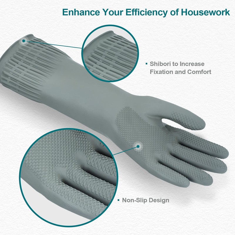 DABOGOSA MAMISON Reusable Household Dishwashing Cleaning Rubber Gloves, Non-Slip Kitchen