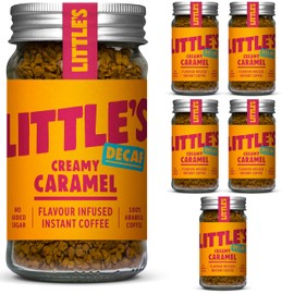 Little's Creamy Caramel Flavoured Decaf Instant Coffee, 6 Pack (50g x 6) - Decaffeinated Coffee, Rich & Smooth, Infused With Caramel Flavour - Vegan Friendly, Low Calories, No Added Sugar