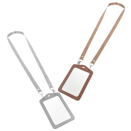 CAXUSD 2pcs Vertical Id Card Holder Clear Sleeve Anti-Scratch Working Cards Protector for Teachers Students and Office Employees Double-Sided Design for Easy Viewing