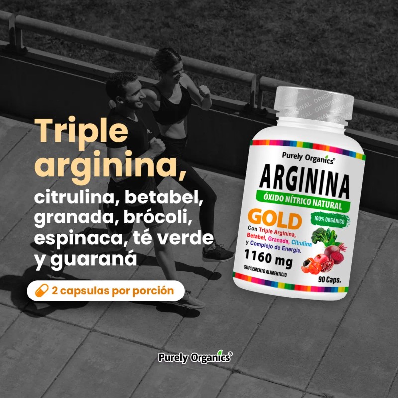 Arginina Gold | Purely Organics | 90 Cápsulas Veganas