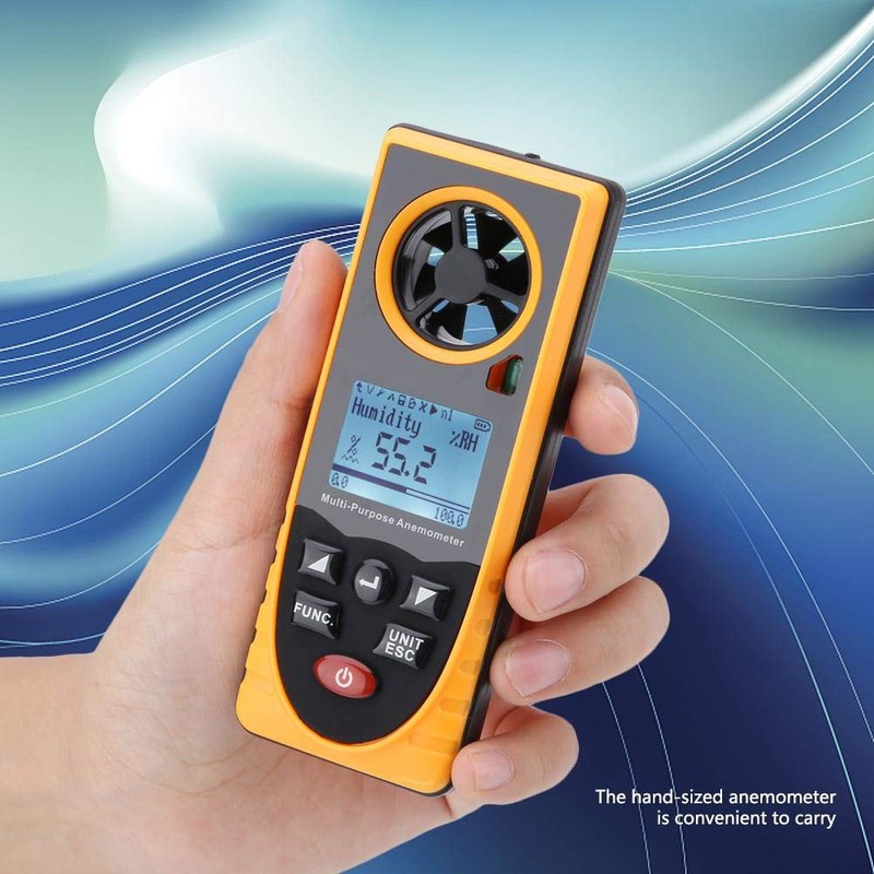 GM8910 Anemometer, Multifunctional LCD Display Digital Anemometer, Air Anemometer, Wind