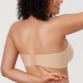 DELIMIRA Women's Strapless Jacquard Minimizer Bra Plus Size Underwire Non-Padded Beige 36DD