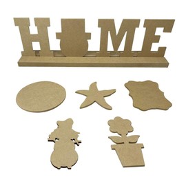 3D Home Kit Cutout Unfinished Wood Home Decor Holiday Door Hanger MDF Shape Canvas Style 2 (6")