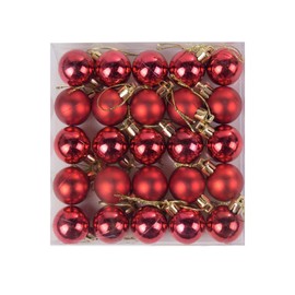 Robelli Pack of 48 Miniature Shiny & Matte Christmas Tree Baubles (Red)