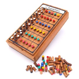 Rombol Superhirn - Colour Finder - 6 Colours, More Fun, 2 People, Wooden Game Including Practical Closure Strap